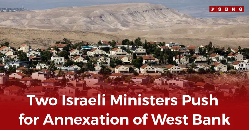 Aerial view of a residential area in the West Bank, as two Israeli ministers push for Israeli annexation West Bank.