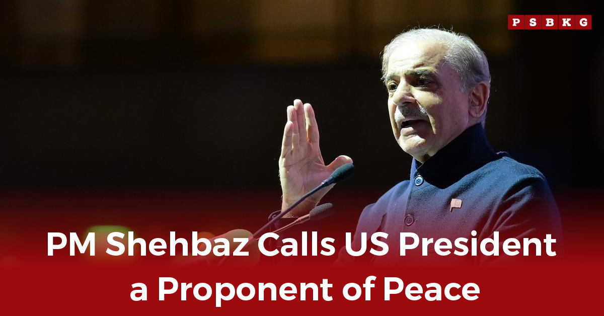 A speaker gestures during a formal address, highlighting PM Shehbaz Sharif US peace remarks praising the US President as a proponent of peace.