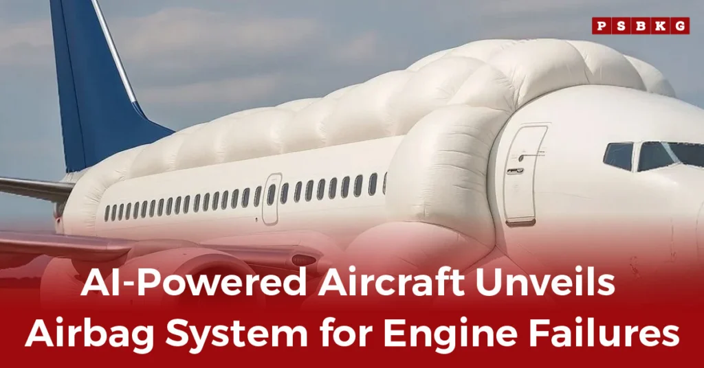 AI-powered aircraft safety system with large airbags for crash survival.AI-powered aircraft airbag system
