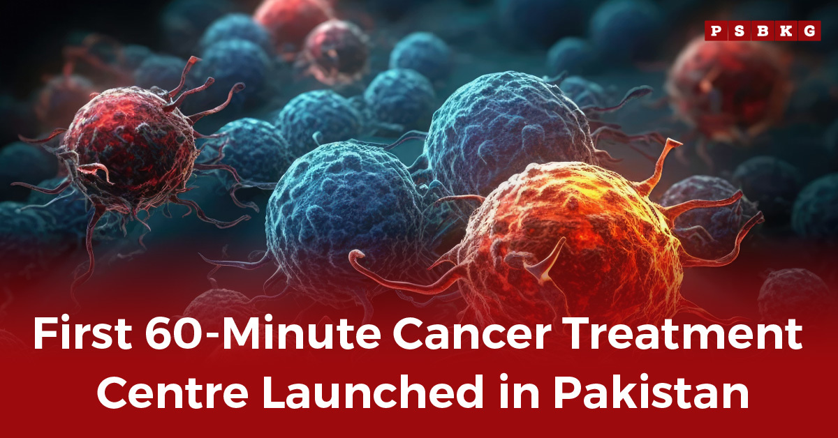 Illustration of cancer cells highlighting the launch of Pakistan's first 60-minute cancer treatment centre, linked to liver cancer gut bacteria.