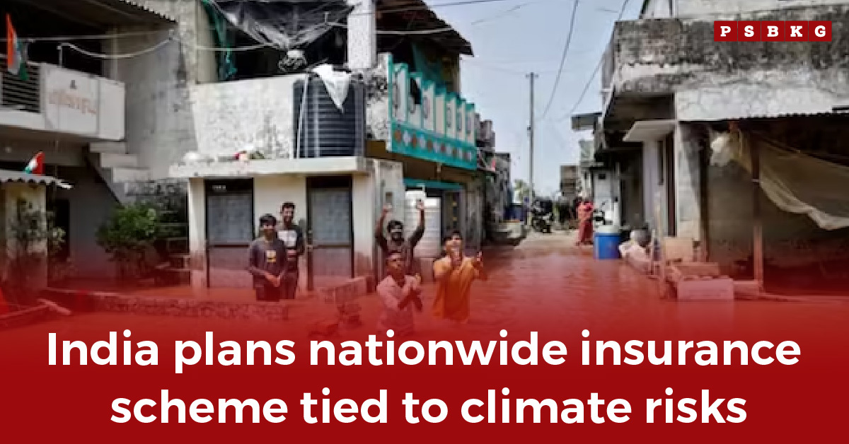 People wade through flooded streets in India, symbolizing the rising climate risks driving the push for nationwide climate insurance.