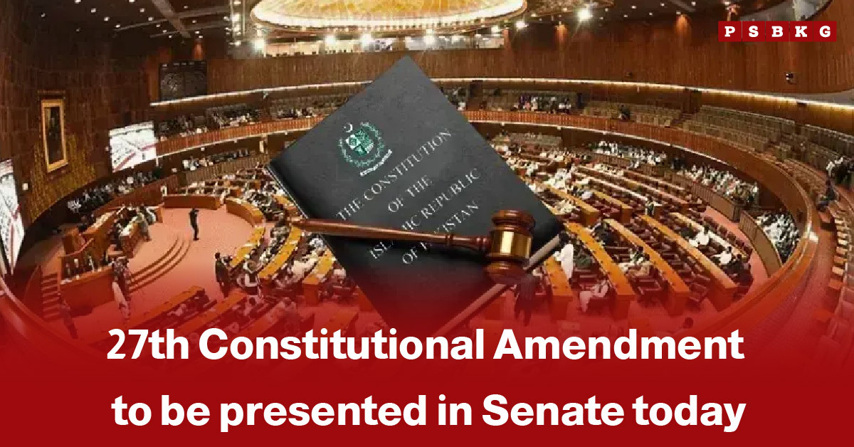 A view of the Senate chamber with lawmakers present, featuring a gavel and the constitution displayed prominently as the 27th Constitutional Amendment is set to be presented 27th Constitutional Amendment.