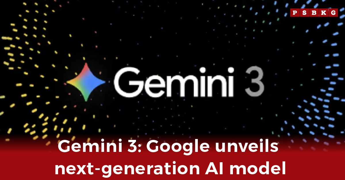 The Gemini 3 logo is displayed with vibrant starburst effects, accompanied by the text announcing Google’s next-generation AI model launch Gemini 3 AI model.