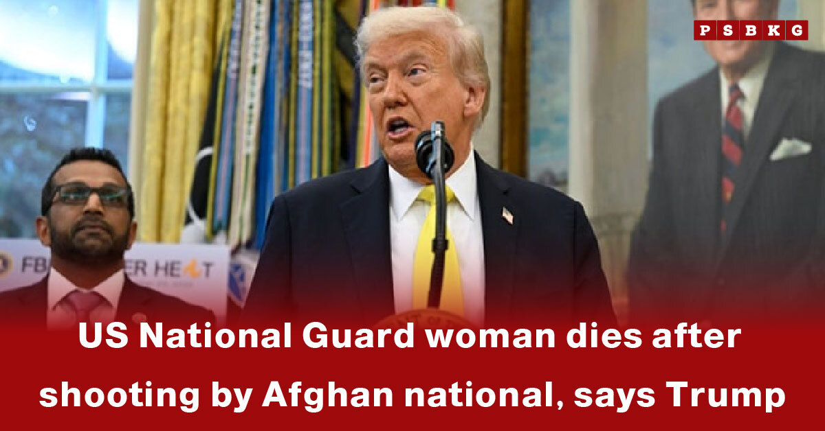 Former President Trump announces at a press conference the tragic death of a US National Guard woman, who was killed in a shooting carried out by an Afghan national National Guard shooting.
