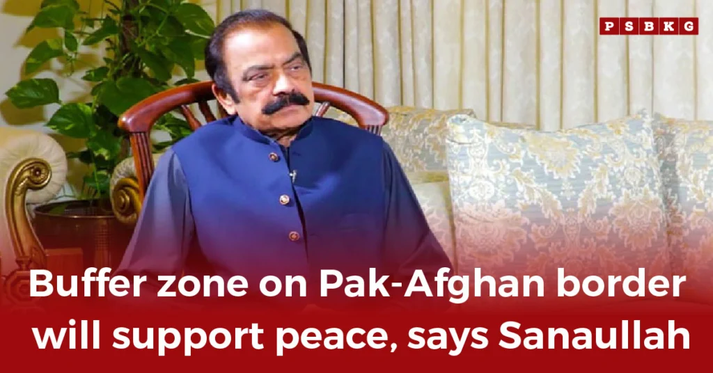 A person in a blue outfit explains the significance of establishing a Pak-Afghan buffer zone on the border, highlighting its role in promoting regional peace and security.