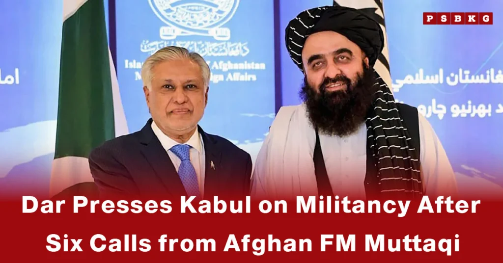 Dar and Afghan FM Muttaqi at a formal event amid ongoing Pakistan Afghanistan talks on security issues.