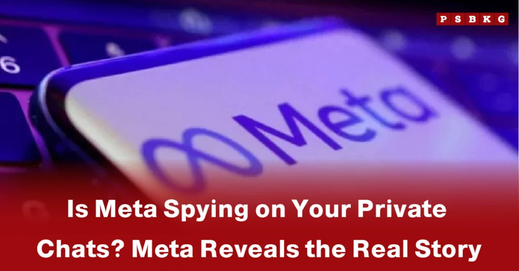 A close-up of a Meta logo on a smartphone, highlighting Meta privacy chats and concerns about messaging security.