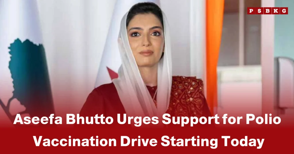 A woman in traditional attire stands against a backdrop, promoting the polio vaccination drive Pakistan with a focus on community support.