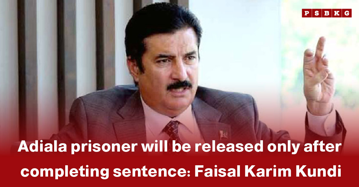 A man in a suit gestures while discussing an Adiala prisoner full sentence, emphasizing that the prisoner must complete their term before release.