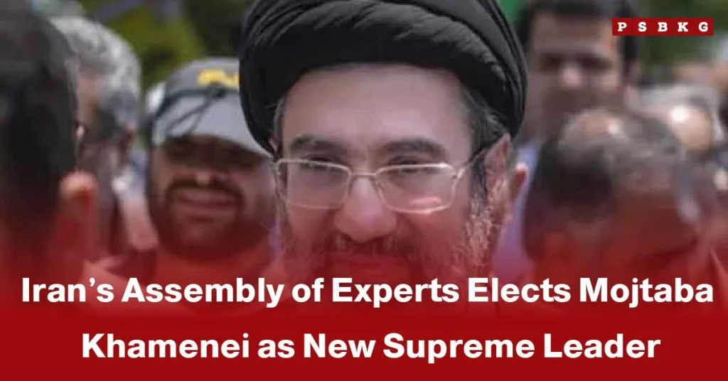 Crowd gathers as Iran’s Assembly of Experts elects Mojtaba Khamenei new supreme leader, capturing the moment Mojtaba Khamenei new supreme leader is announced amid a major political shift.