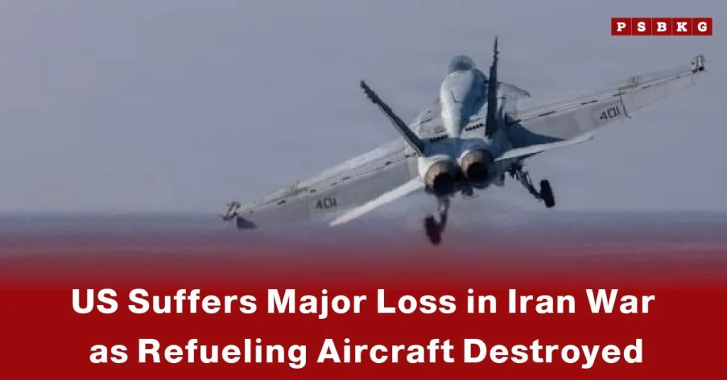 Military jet taking off or landing with text overlay about US refueling aircraft crash in Iraq as a KC‑135 tanker supporting the Iran war operations crashed over western Iraq and rescue efforts are underway.