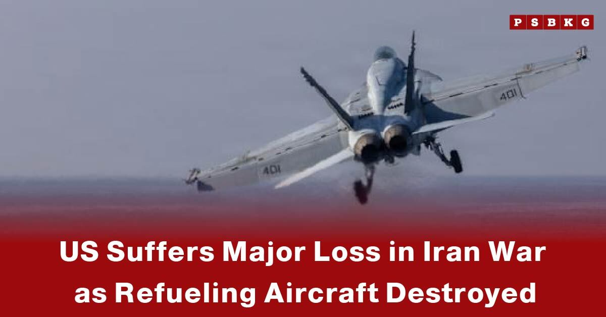 Military jet taking off or landing with text overlay about US refueling aircraft crash in Iraq as a KC‑135 tanker supporting the Iran war operations crashed over western Iraq and rescue efforts are underway.