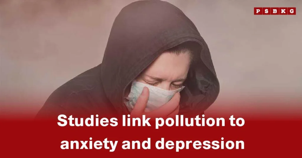 A person in a hooded jacket surrounded by a hazy atmosphere, illustrating how pollution is linked to anxiety and depression.