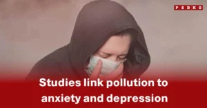 A person in a hooded jacket surrounded by a hazy atmosphere, illustrating how pollution is linked to anxiety and depression.