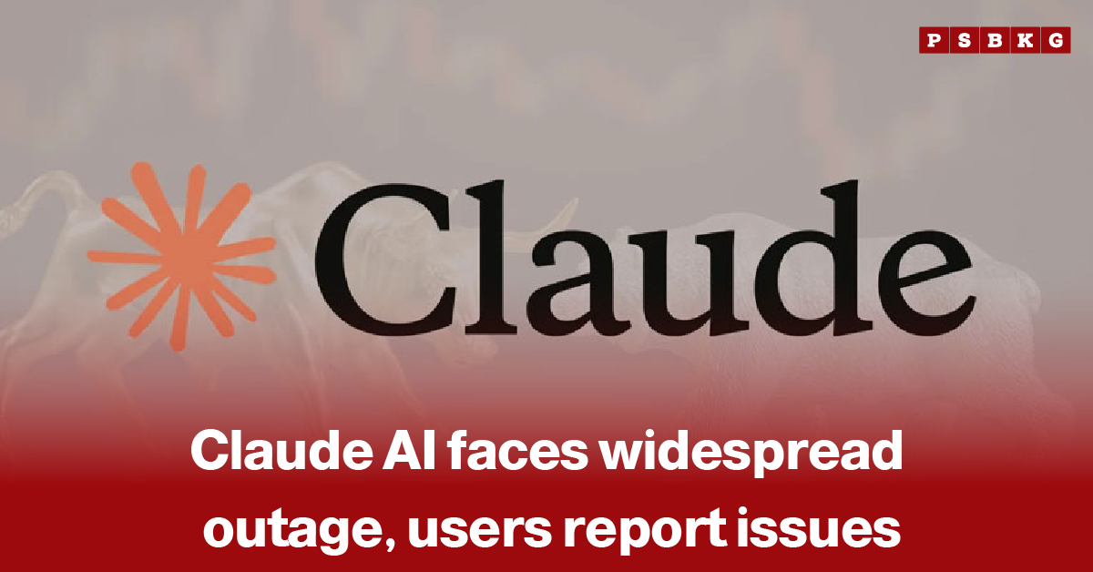 Claude AI outage Claude AI logo with news headline about widespread outage and user-reported issues on a red and beige background.