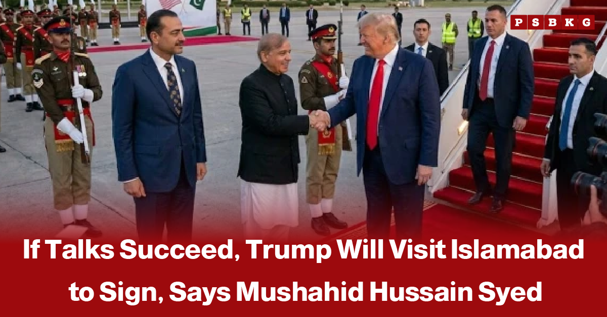 Trump Islamabad visit talks leaders shaking hands at an airport with soldiers and officials standing nearby on a red carpet during diplomatic arrival and talks in Islamabad.