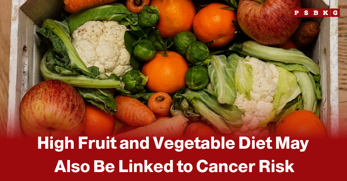 Fruit vegetable diet cancer risk study crate filled with fresh cauliflower, apples, carrots, brussels sprouts, and oranges highlighting research on diet and reduced cancer risk.