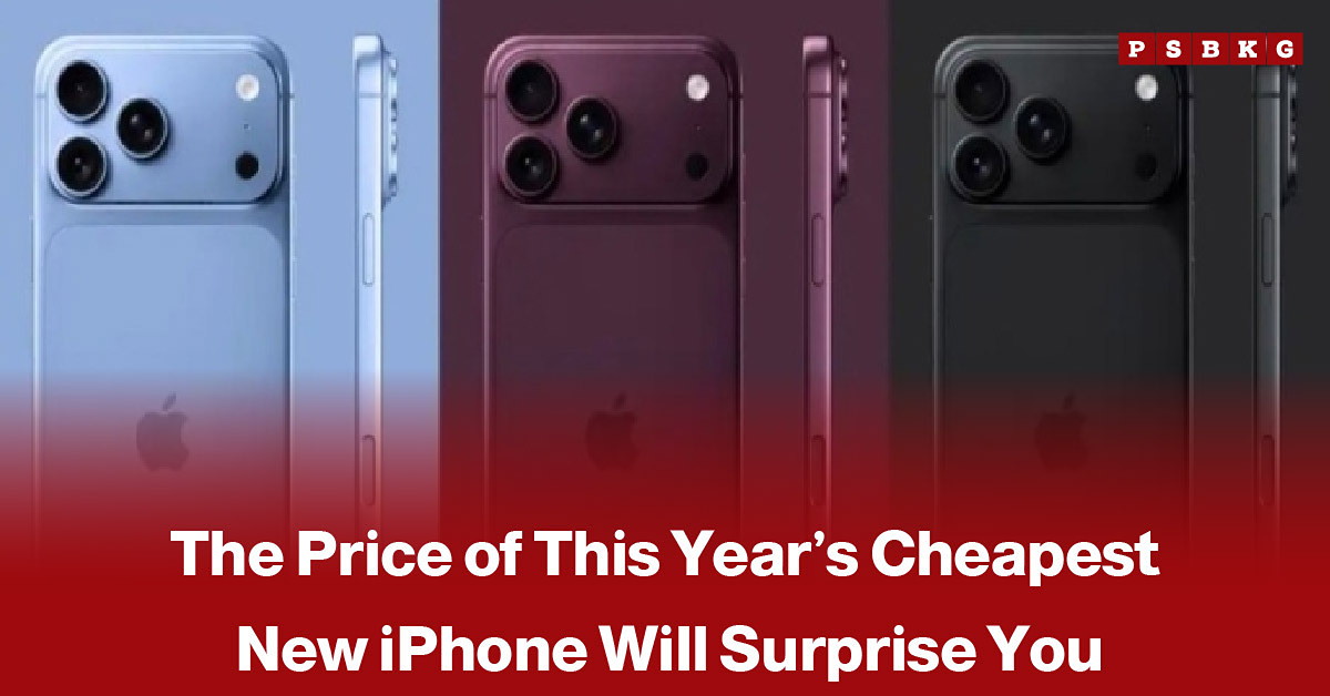 Apple’s newest budget iPhone displayed on a clean background, accompanied by a news-style headline about the surprisingly low price of the cheapest new iPhone in 2026.