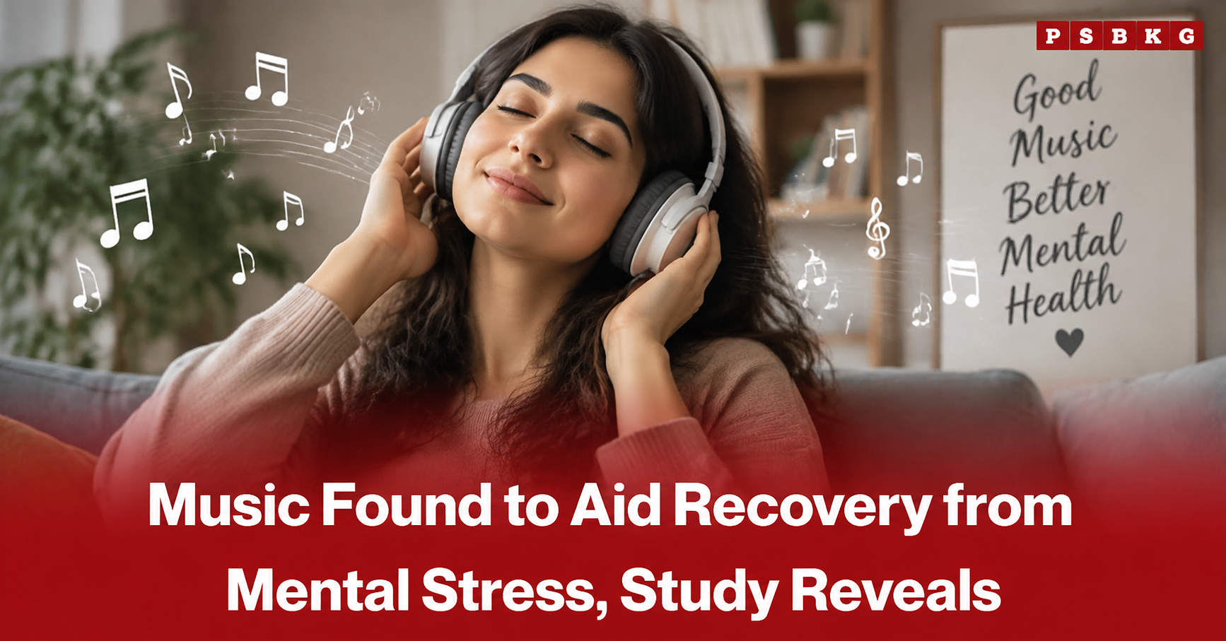 Person listening to music to recover from mental stress and improve emotional wellbeing