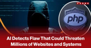Illustration of a hooded figure beside the PHP logo, highlighting an AI-detected security flaw that could put millions of websites and internet-connected systems at risk.