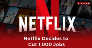 Netflix job cuts graphic featuring the Netflix logo, popular shows, and the headline announcing plans to cut 1,000 jobs.
