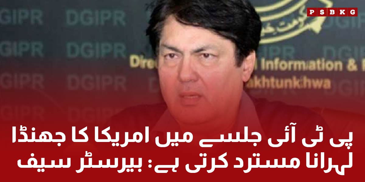 Barrister Saif said about PTI latest update in sawabi jalsa of USA flag
