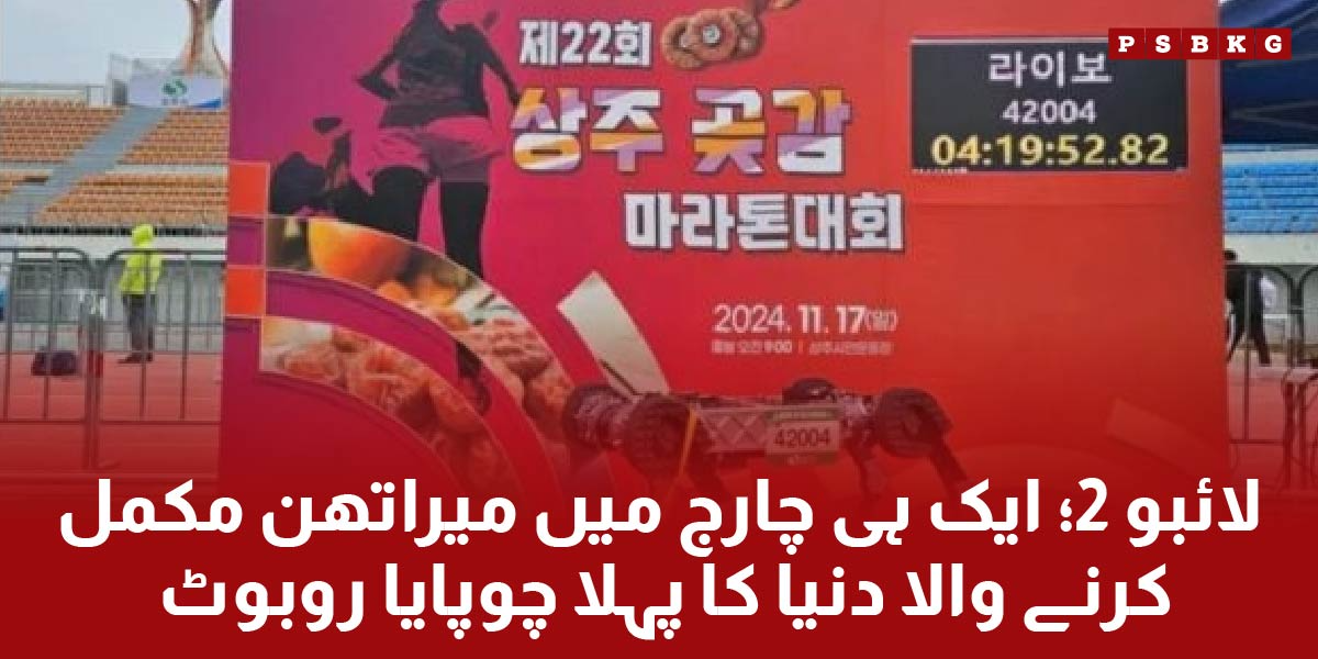 new robot and AI technology libo 2 four-leg robot participate in marathon race.