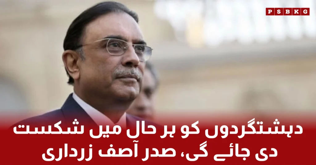 President Asif Ali Zardari vows peace and development in Balochistan, announces strict measures against terrorism and special public camps.