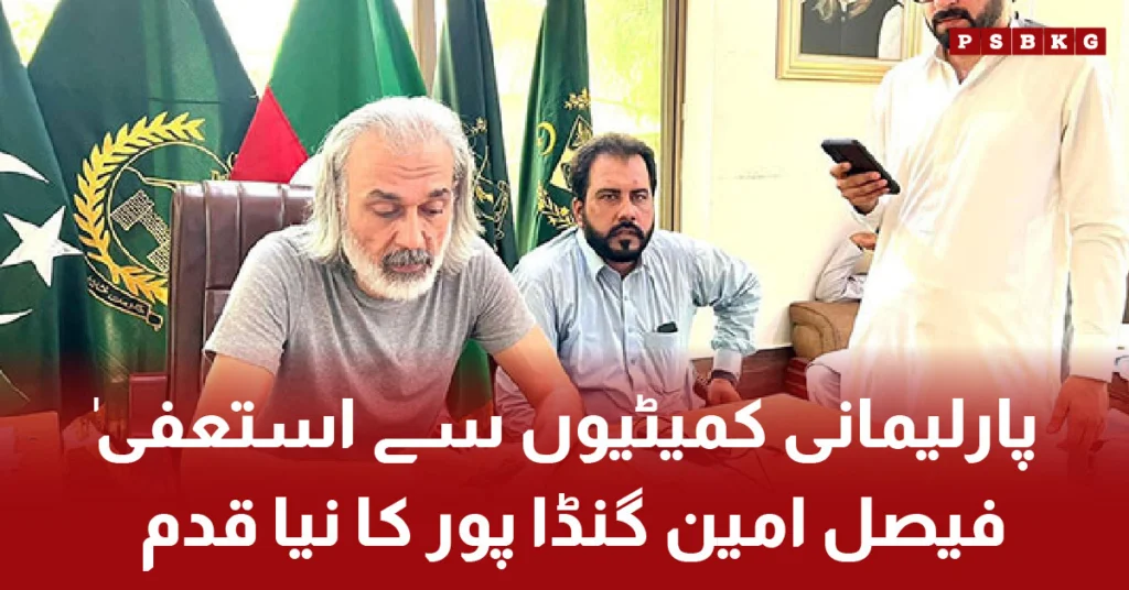 PTI leader Faisal Amin Gandapur resigns from National Assembly committees۔Faisal Amin Gandapur resigns National Assembly committees۔