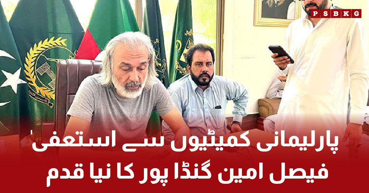 PTI leader Faisal Amin Gandapur resigns from National Assembly committees۔Faisal Amin Gandapur resigns National Assembly committees۔