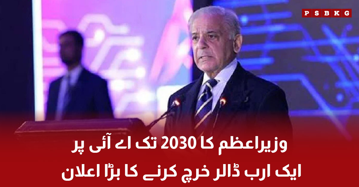 Prime Minister Shehbaz Sharif announcing 1 billion dollar AI investment plan۔ Pakistan AI investment 2030۔
