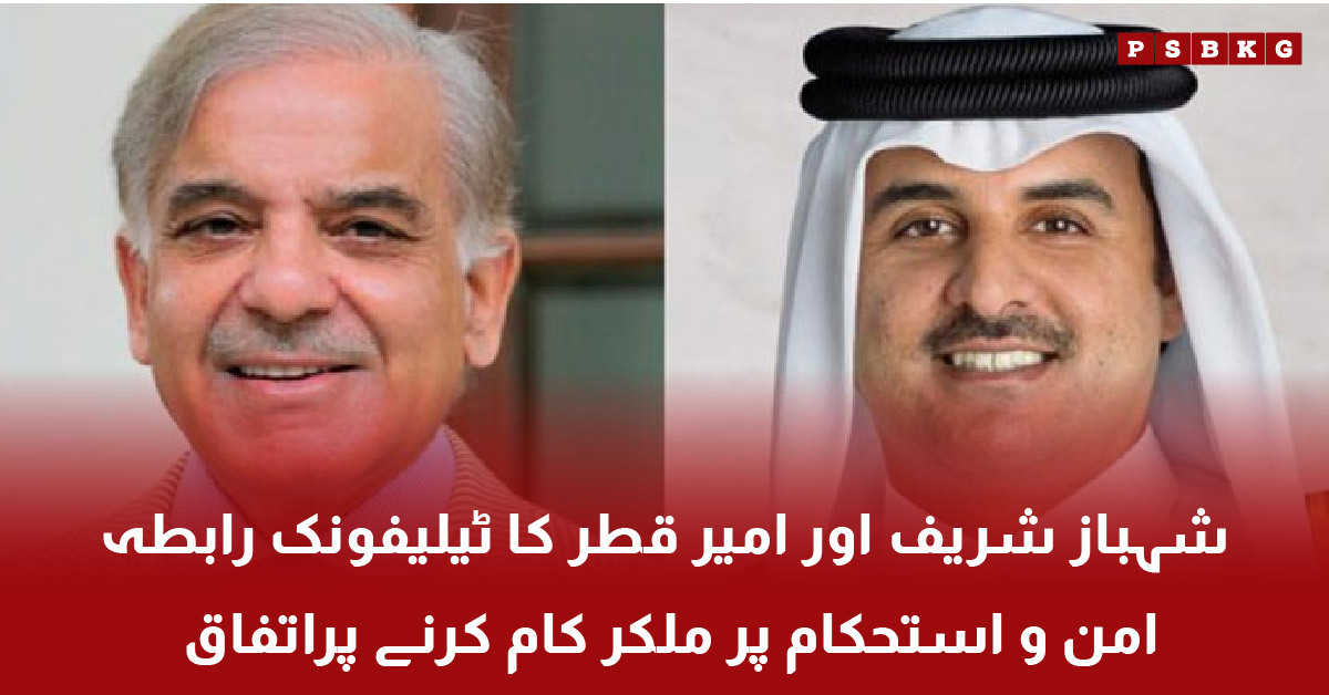 Shehbaz Sharif and Qatar Emir Tamim bin Hamad during diplomatic engagement