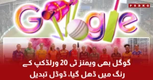 Google homepage doodle celebrating Women T20 World Cup with cricket theme