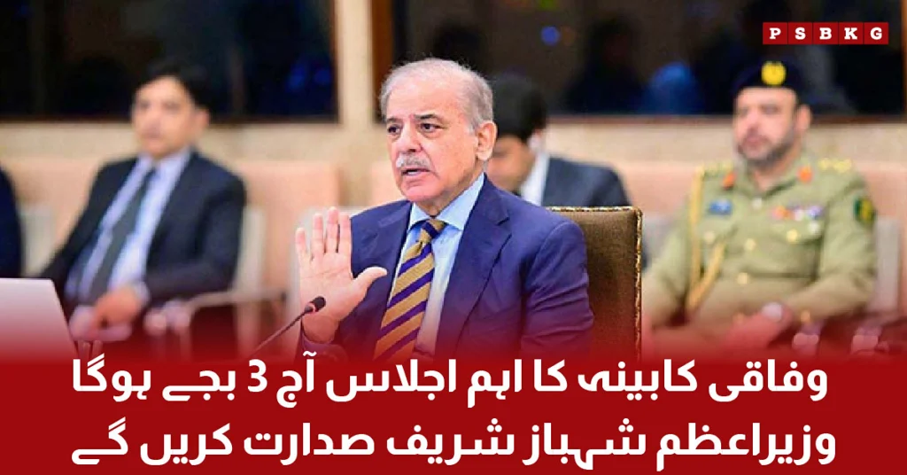 Prime Minister Shehbaz Sharif chairing a federal cabinet meeting in Islamabad.